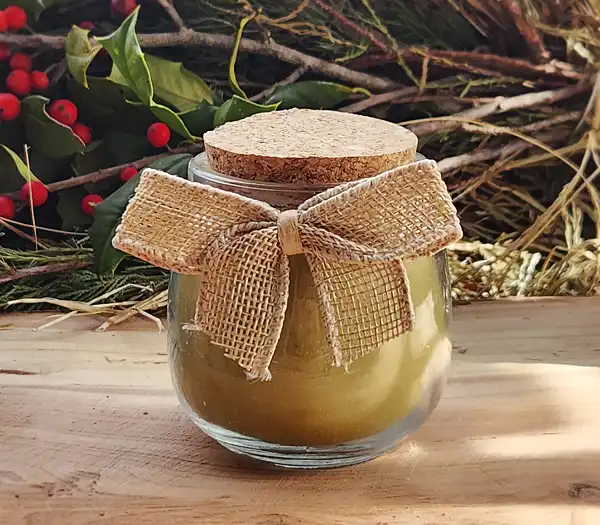Pine-600x525-product-lettering Pine scent candle for the products page.